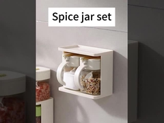 Durable 2 rejillas condimentos claros recipientes de vidrio macetas con mango y cuchara